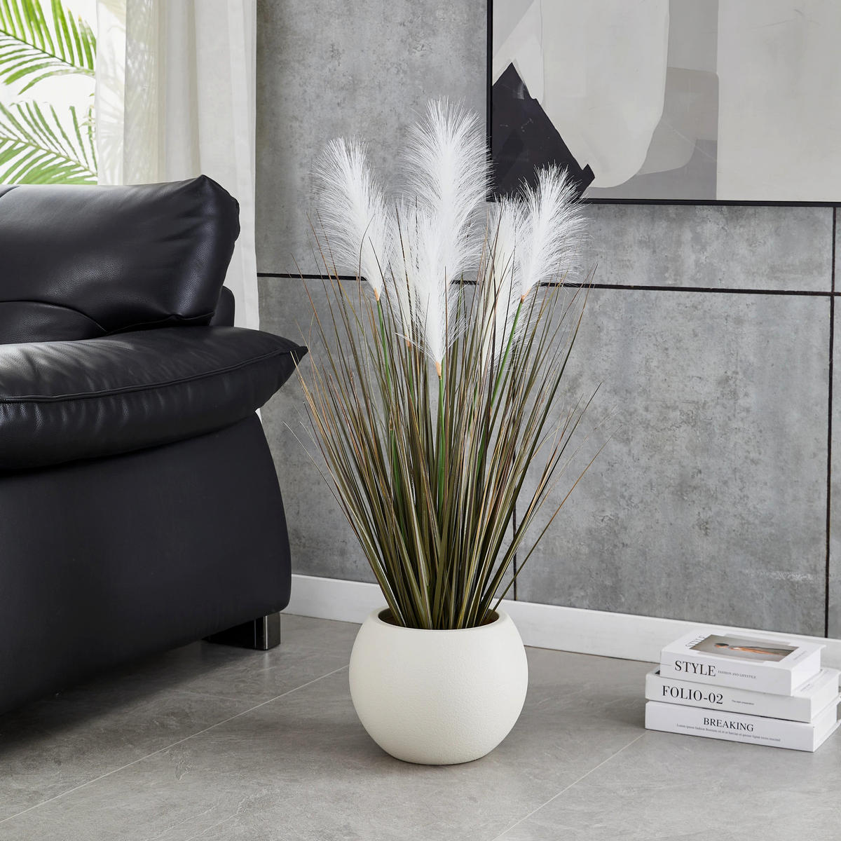 KUNSTPFLANZE Künstliches Pampasgras – Eudora 90 cm - Grün, Kunststoff (90cm) - aplanta
