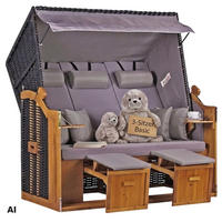 STRANDKORB XXL Ostsee 3Sitzer PE Schwarz - Graubraun/Braun, Metall (160/160/80cm) - Mr. Deko