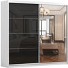 SCHWEBETÜRENSCHRANK Multi 31 Weiß/Schwarz + Spiegel 233 cm - Alufarben/Schwarz, Glas/Holzwerkstoff (233/218/61cm) - imoebel24