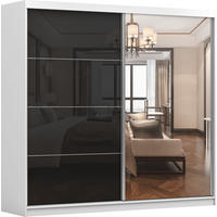 SCHWEBETÜRENSCHRANK Multi 31 Weiß/Schwarz + Spiegel 233 cm - Alufarben/Schwarz, Glas/Holzwerkstoff (233/218/61cm) - imoebel24