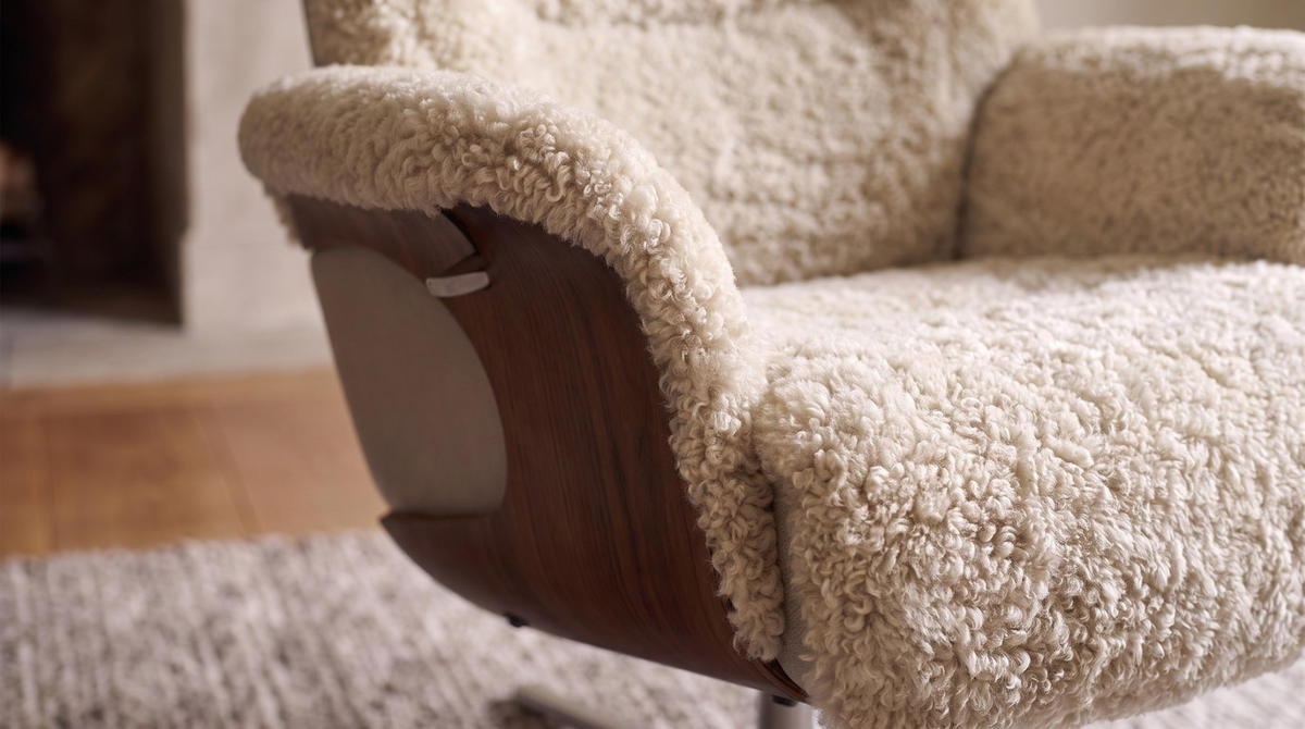 RELAXSESSEL TOSAR Beige Schaffell Relaxfunktion - Beige/Silberfarben, Naturmaterialien/Fell (83/110/89cm) - KAWOLA
