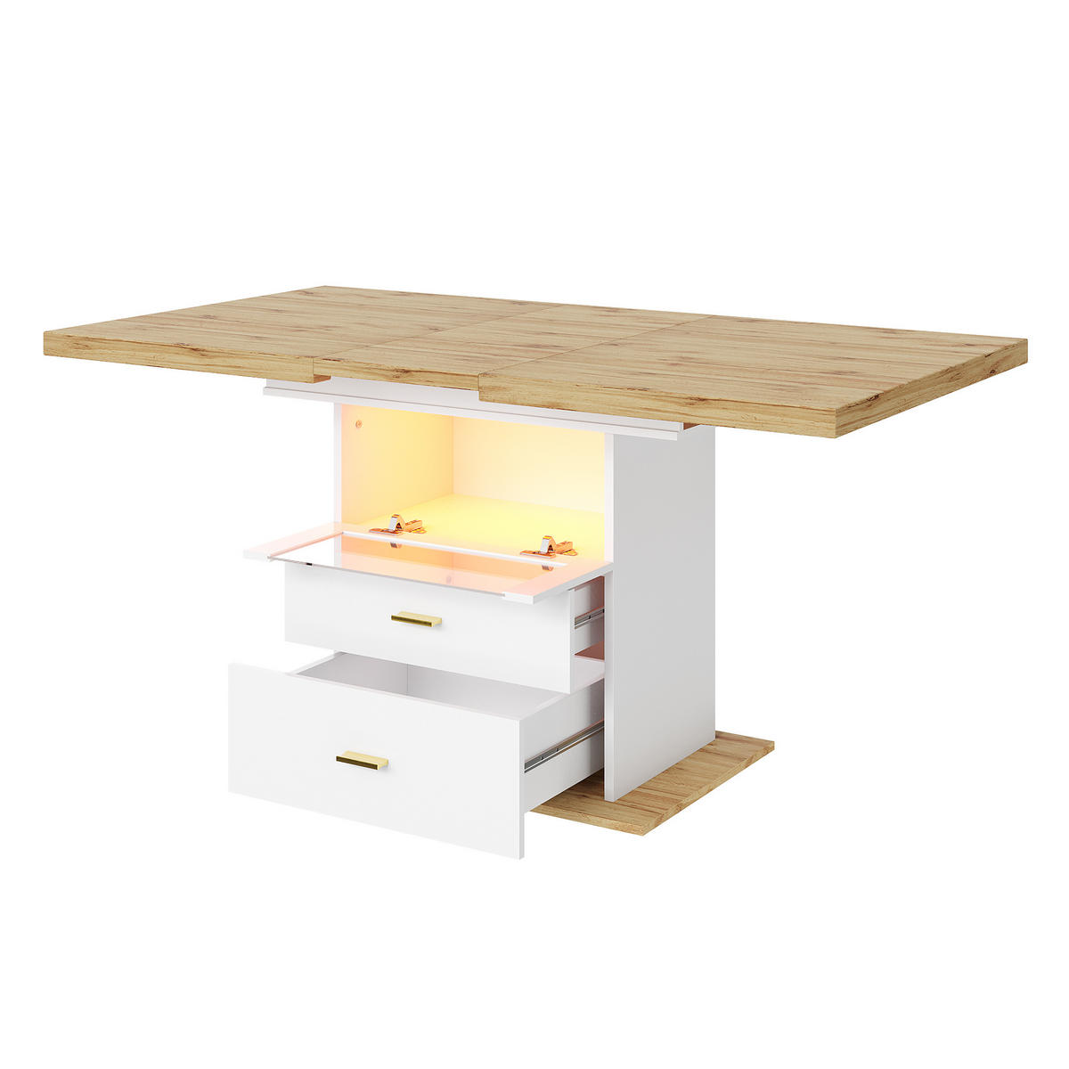 AUSZIEHTISCH Weiß 110-140/80/75 cm - Weiß, Holz (80/110/75cm) - PANGIVO