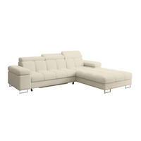 ECKSOFA mit Schlaffunktion Ottomane Rechts COMA L 271x203x79 Beige Bouclé - Sandfarben, Holzwerkstoff/Textil (203/271cm) - ALTDECOR