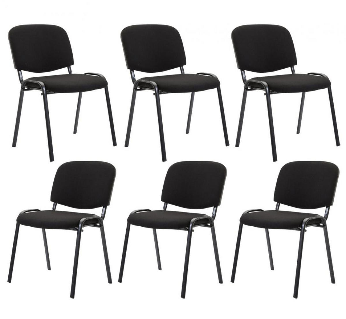 BESUCHERSTUHL 6er Set Stoff schwarz - Schwarz, Textil/Metall (53/83/53cm) - CLP