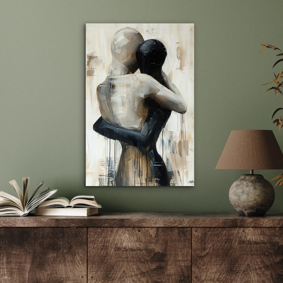 METALLBILD Abstrakt - Liebe - Schwarz und weiß - Modern 40x60 cm - Schwarz, Metall (40/60cm) - MuchoWow