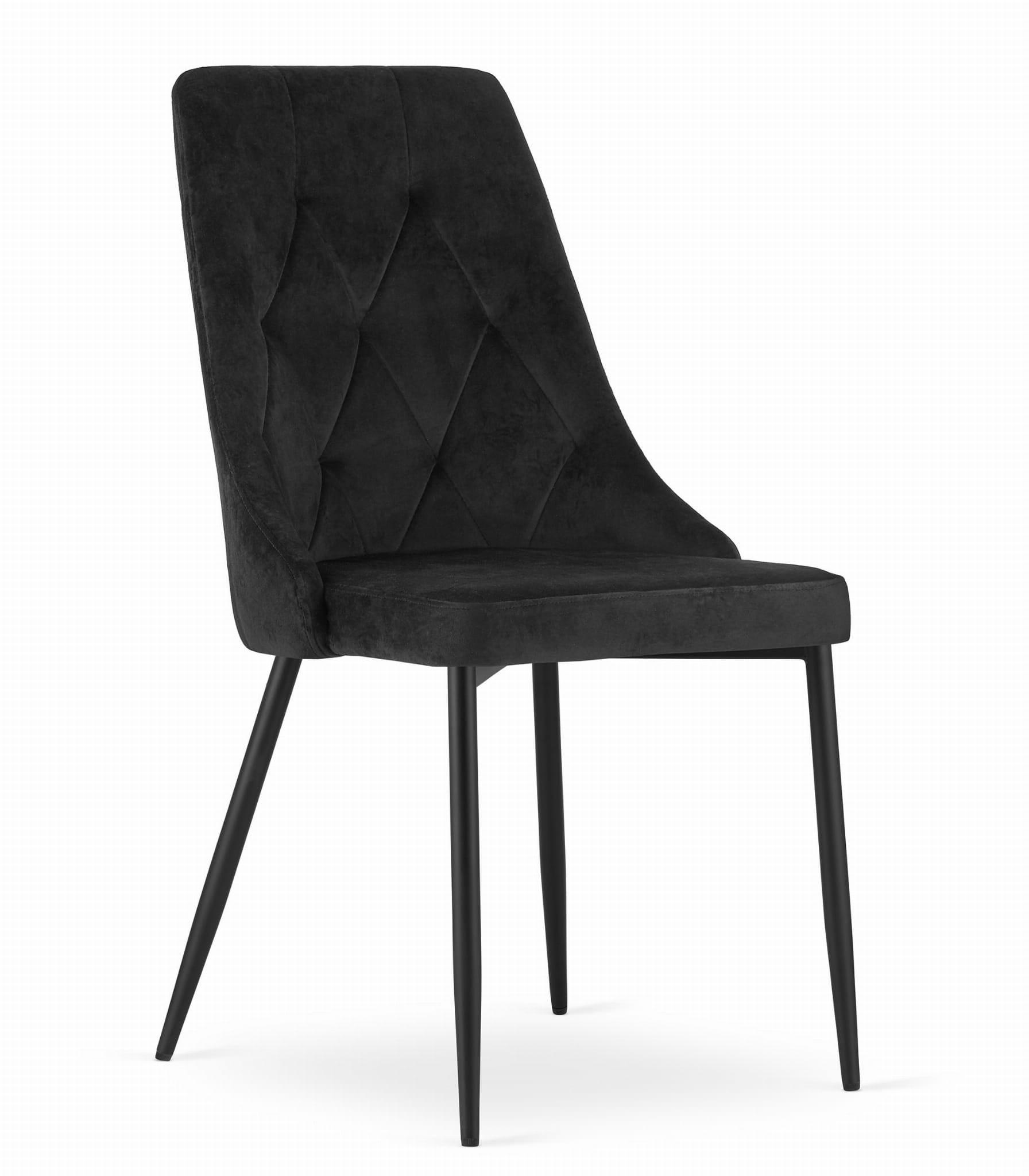 STUHL BRISIGHELLA 1 Stück, Schwarz, mit Samtstoff gepolstert - Schwarz, Textil/Metall (49/94/61cm) - Komodee