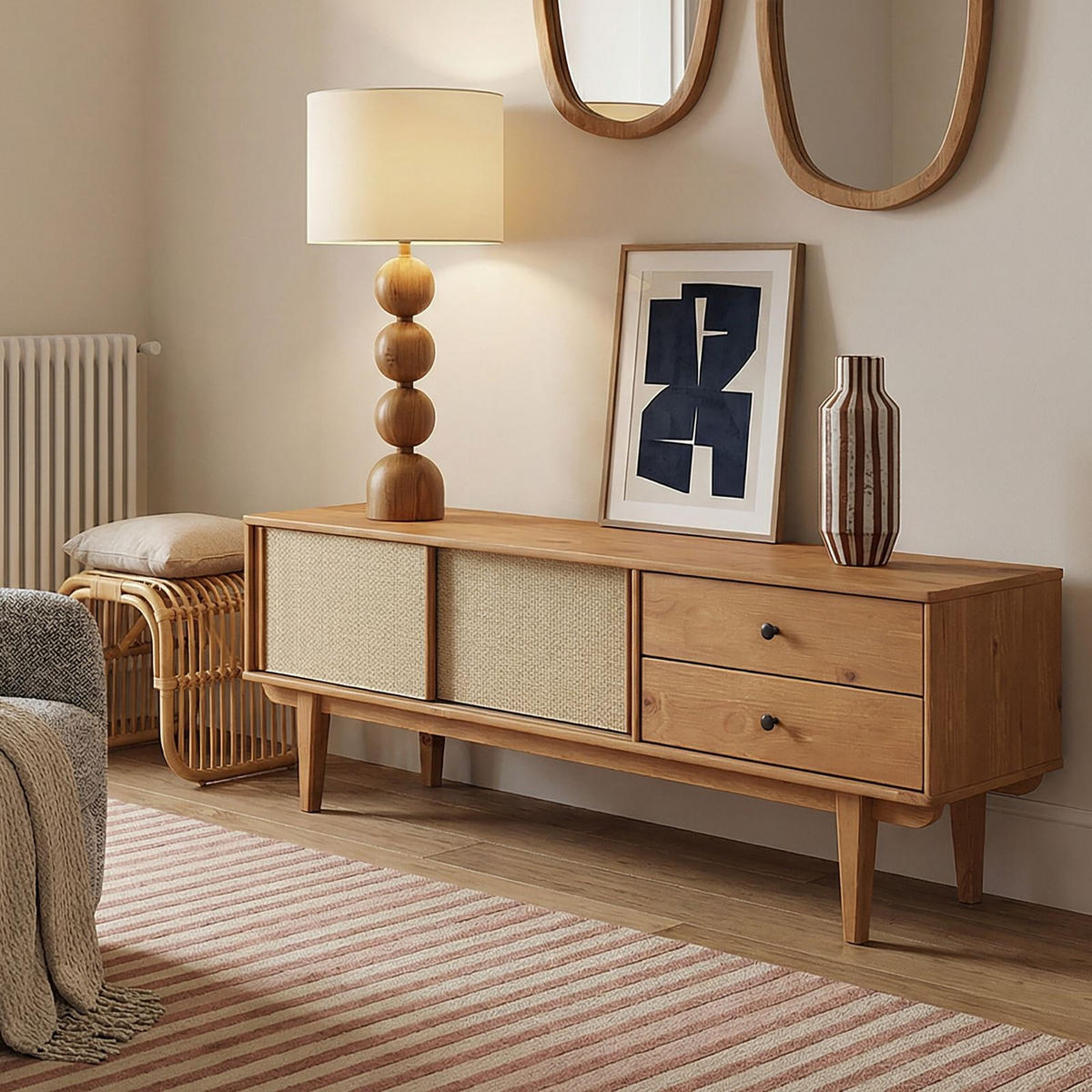 LOWBOARD SIMONA Eiche - Eichefarben, Holz (175/52/41cm) - IDIMEX