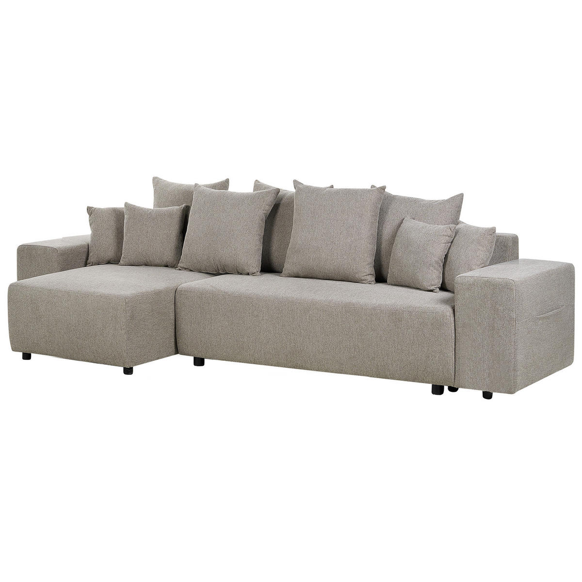 3-SITZER-ECKSOFA taupe linksseitig mit Schlaffunktion Stauraum Luspa - Schwarz/Braun, Textil (294/130cm) - Beliani