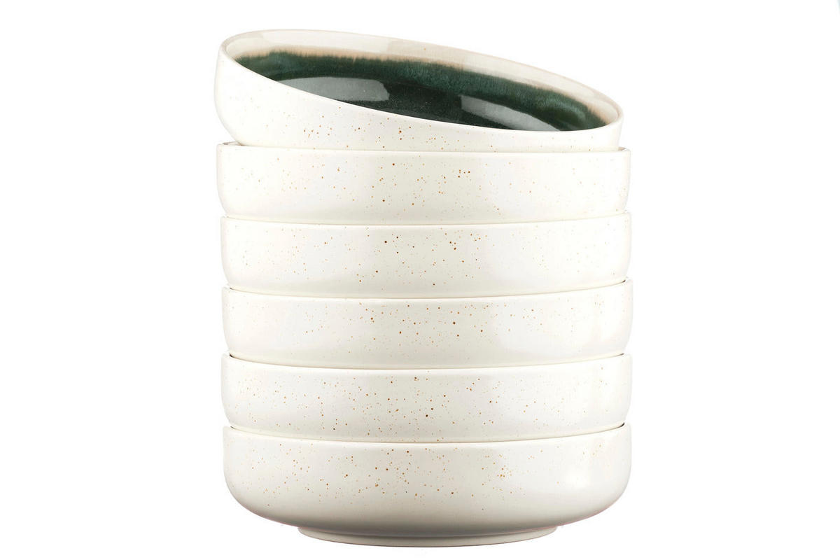 SCHALEN Oxygen Ø22cm - 6er-Set - Graugrün - Grün, Keramik - Björn