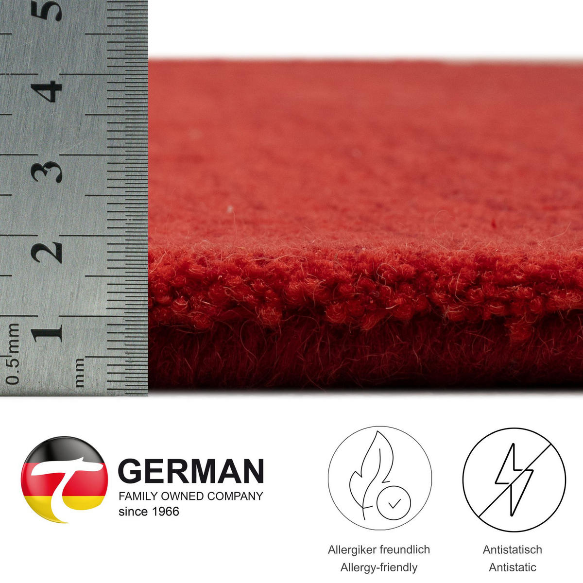 TUFTTEPPICH Wool Comfort 160x230 cm - Rot, Textil (160/230cm) - THEKO
