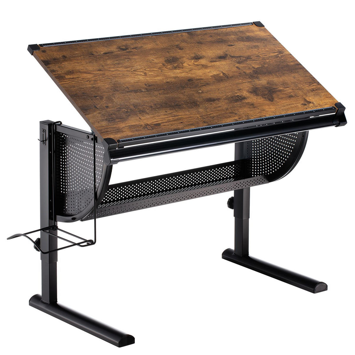KINDERSCHREIBTISCH SARI - Dunkelbraun/Schwarz, Holzwerkstoff/Metall (111/93/60cm) - CARO-Möbel