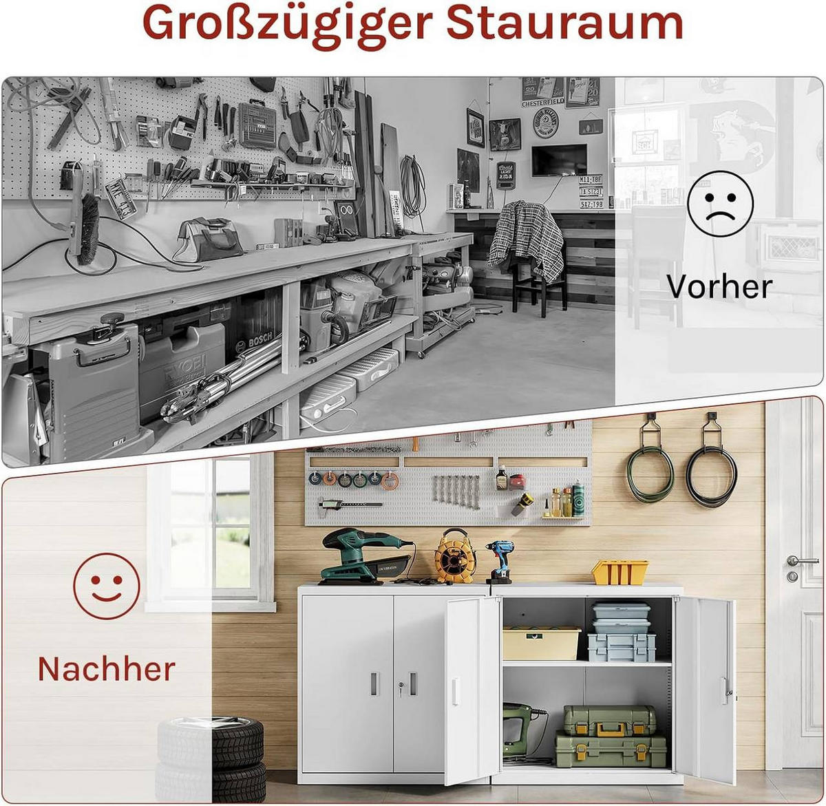 AKTENSCHRANK abschließbar, 90x92x40cm, Metall, Weiß - Weiß, Metall (90/92/40cm) - Woltu