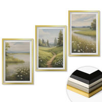WANDBILDER 3er Set - 40x60 cm Goldrahmen - Frühlingslandschaft Flusswiese - Goldfarben, Kunststoff (40/60cm) - ArtPrintCave