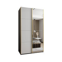 SCHWEBETÜRENSCHRANK 245,5/130/64 2-türig - Goldfarben/Schwarz, Holz/Metall (130/245/64cm) - Abiks Möbel
