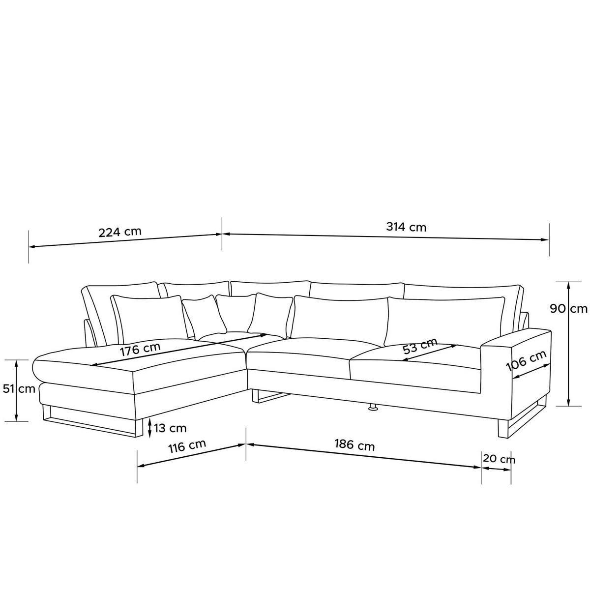 ECKSOFA LINKS BRENTIS Chenille-Stoff, Orangerot - Orange, Textil (314/224cm) - KONSIMO®