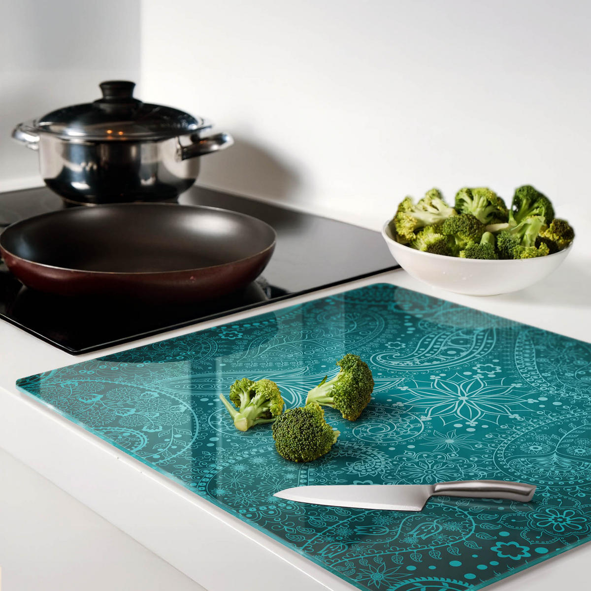 GLASPLATTE 60x52 cm Dekorationen - Blau, Glas (60/0.4/52cm) - TULUP