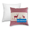 DEKOKISSEN Hirsch rot 40/40 cm Landhaus-Stil mit Reißverschluss inkl. 100% Federkissen - Rot, Textil (40/40cm) - wometo