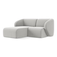 ECKSOFA Links Samt Stoff Grau - Silberfarben/Schwarz, Holzwerkstoff/Kunststoff (178/166cm) - Makamii