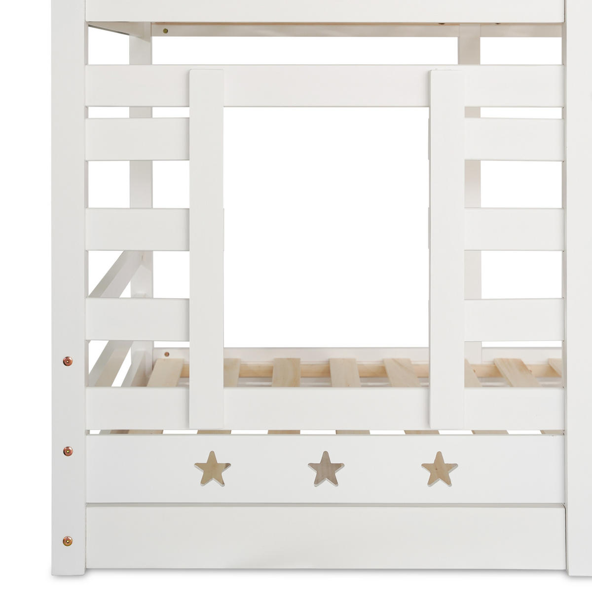 ETAGENBETT aus Kiefer-Massivholz 90x200 cm Weiß mit Stauraumtreppe und Schubladen - Weiß, Holz (90/200cm) - IVMEU