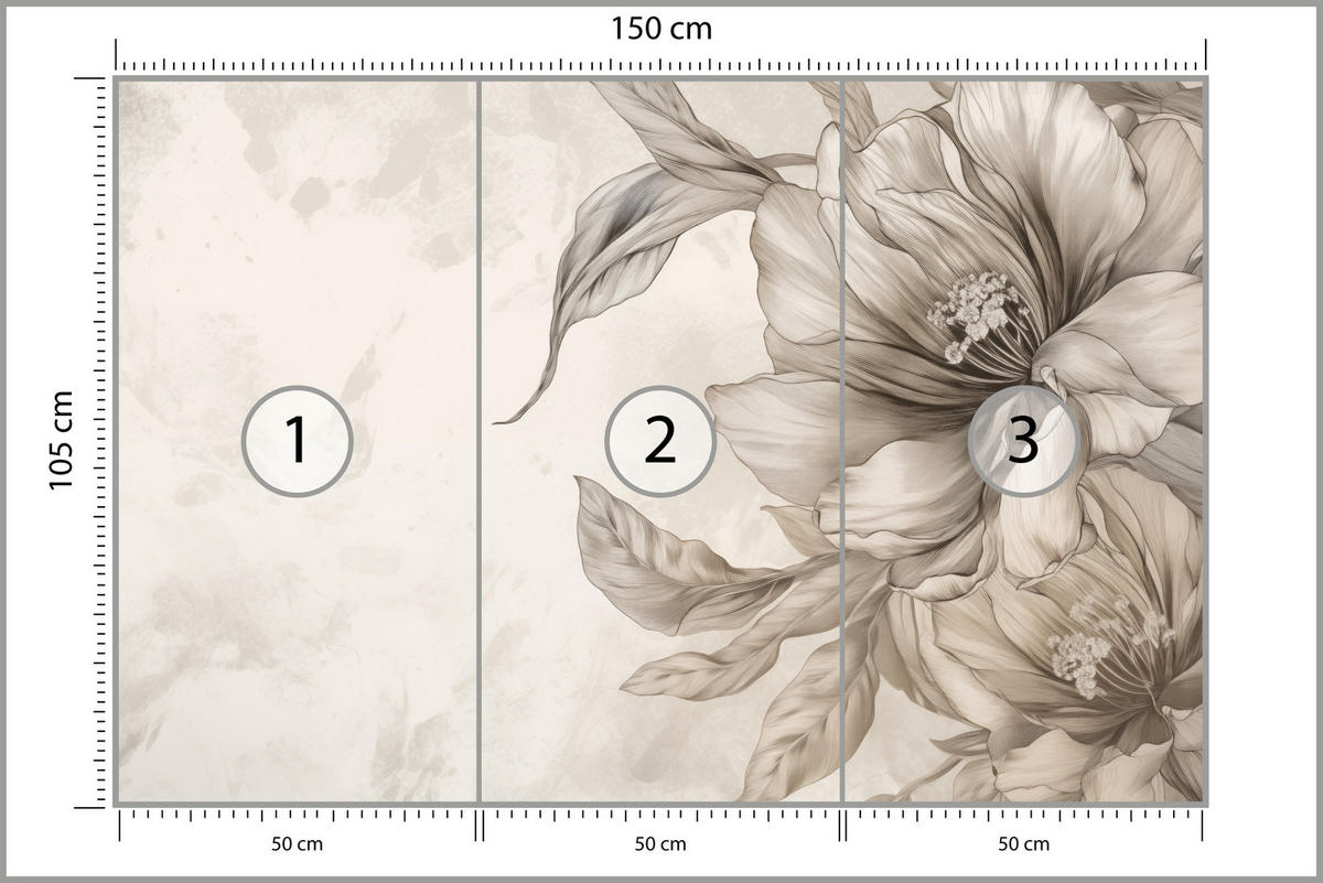 FOTOTAPETA Pre Spálňu Jemné Béžové Kvety Minimalizmus Moderná 150 x 105 cm - béžová, papier (150/105cm) - Muralo