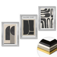 WANDBILDER 3er Set - 20x30 cm Silberner Rahmen - Abstrakte minimalistische Poster - Silberfarben, Kunststoff (20/30cm) - ArtPrintCave