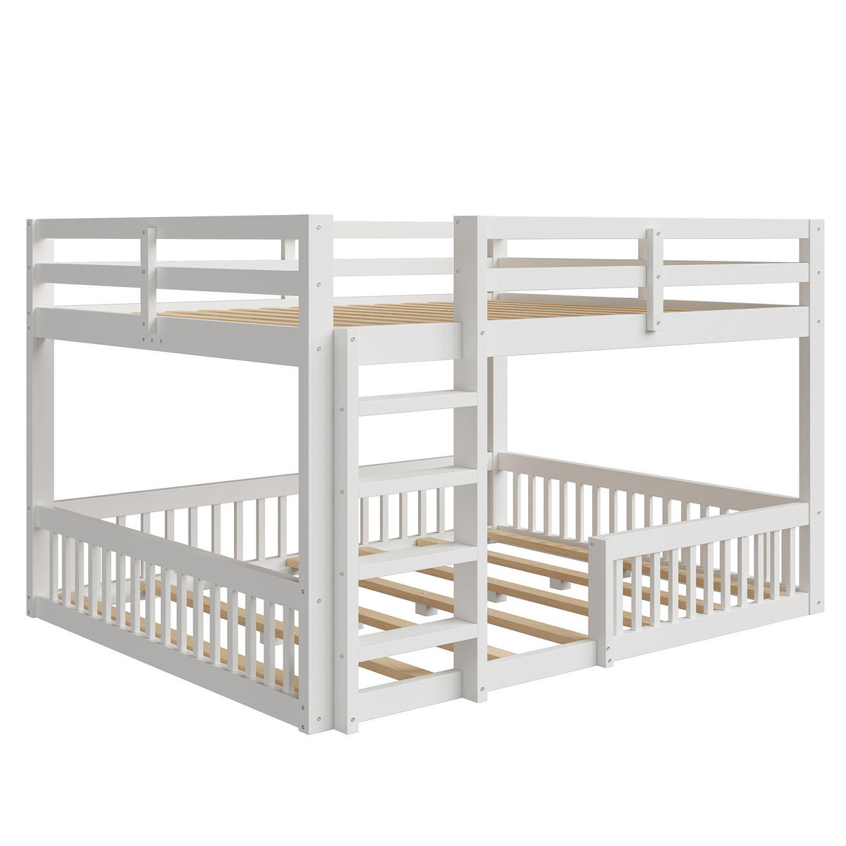 ETAGENBETT 160/200 cm in Weiß mit Schutzgittern und Massivholzkonstruktion - Weiß, Holzwerkstoff - STILVORA