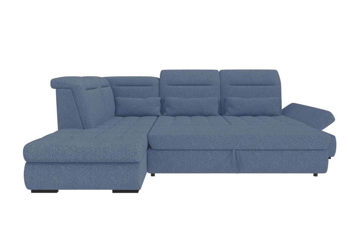 ECKSOFA Toscana Strukturstoff inkl. Schlaffunktion - Blau, Textil (227/279cm) - 99rooms