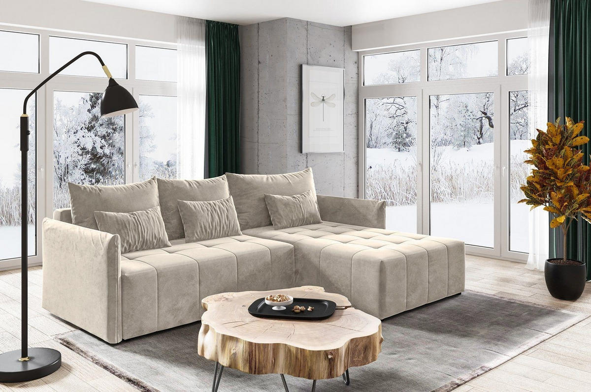 ECKSOFA Leno L - Beige, Holz/Textil (260/180cm) - Sofnet