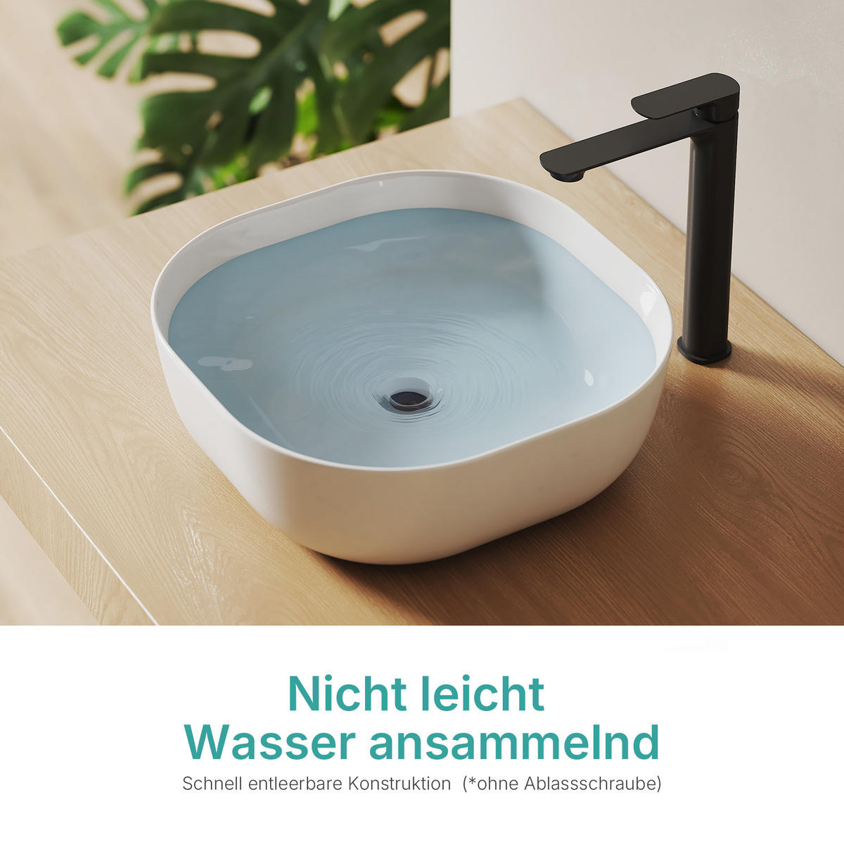 WASCHBECKEN Quadratisch R-Ecken Weiß 41,5 / 41,5 / 14,5 cm - Weiß, Keramik (41.5/14.5/41.5cm) - EMKE