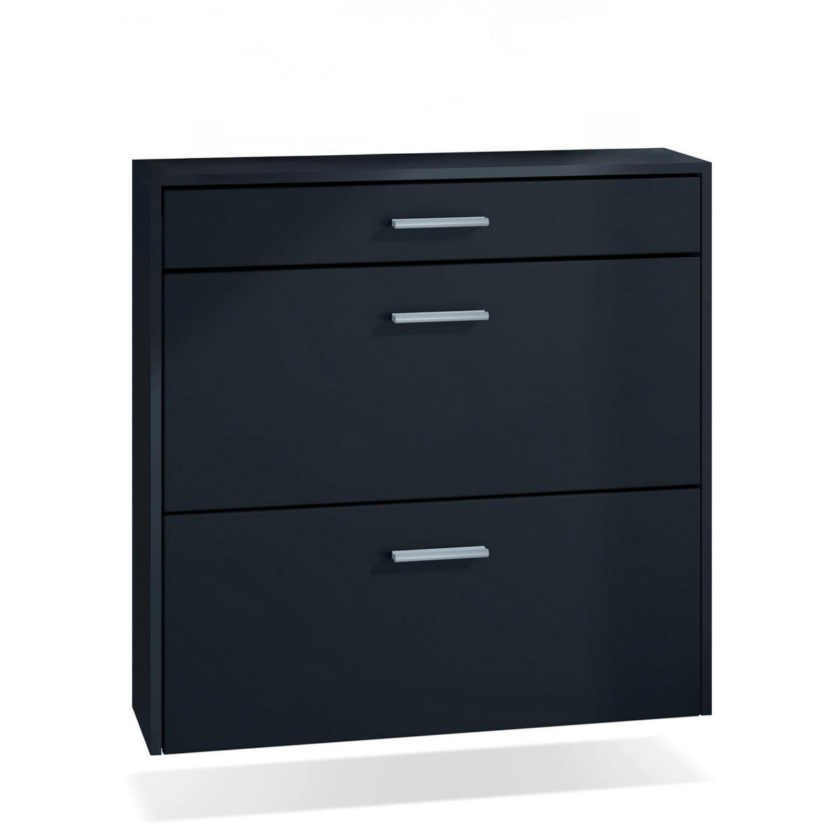 HÄNGENDER-SCHUHSCHRANK Roma Air Schmal mit 2 Klappen und 1 Schublade, Platzsparender Schuhkipper, Schwarz matt (89 x 87 x 23 cm) - Schwarz, Holzwerkstoff (89/87/23cm) - InnoFurn