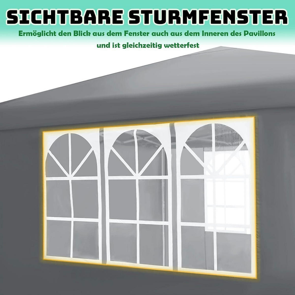 FALTPAVILLON 3 x 3 m Grau mit 4 Seitenteilen und Fenstern - Grau, Textil (300/260/300cm)