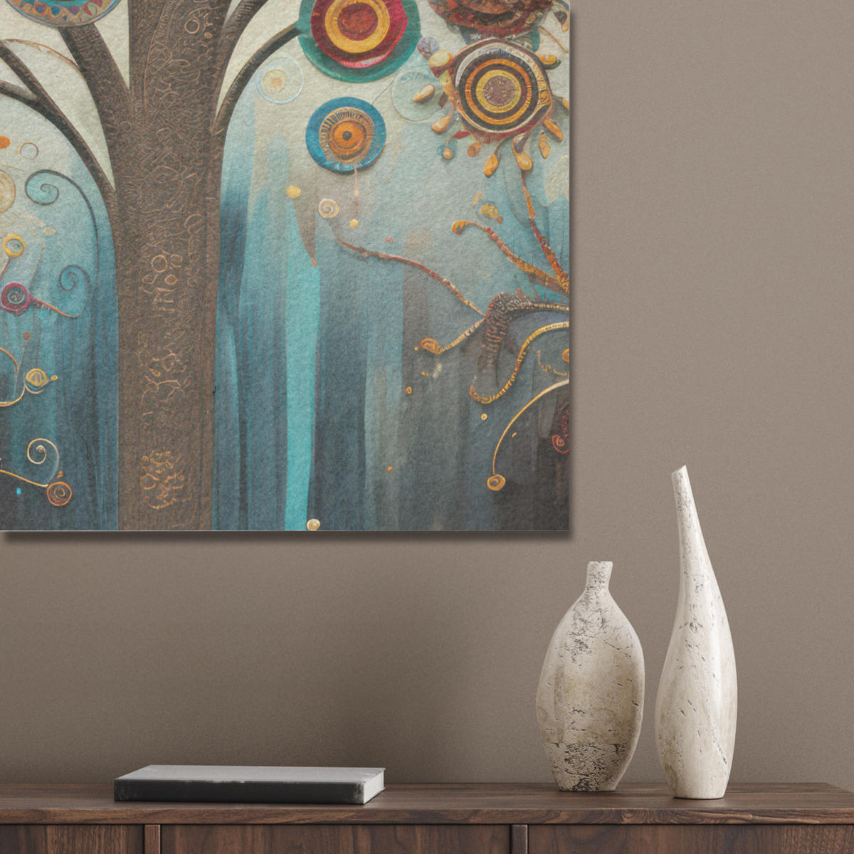 AKUSTIKBILD Baum - Baum des Lebens - Farbe Wanddeko 60x90 cm - Braun, Kunststoff (60/90/0.9cm) - MuchoWow