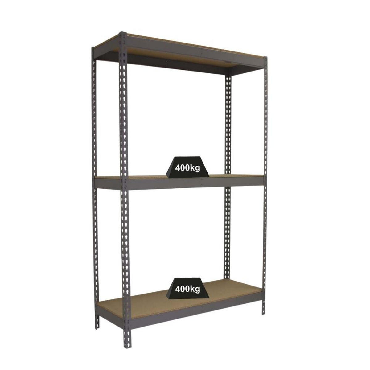 SCHWERLASTREGAL MID WOOD YETI THREE | HxBxT 150x120x45cm | Fachlast 400kg | Grau - Grau, Metall (120/150/45cm) - PROREGAL