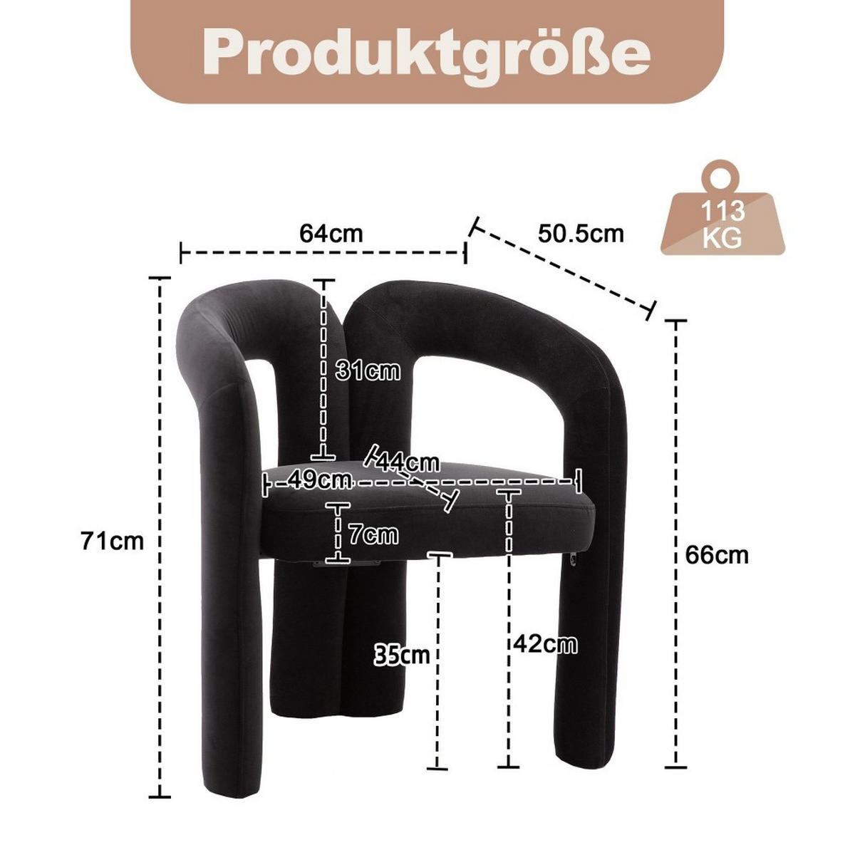 ARMLEHNENSTUHL 2 Set Esszimmerstuhl,M-Form Polsterstuhl,Schwarz - Schwarz, Textil (50.5/71/64cm) - LVHOM