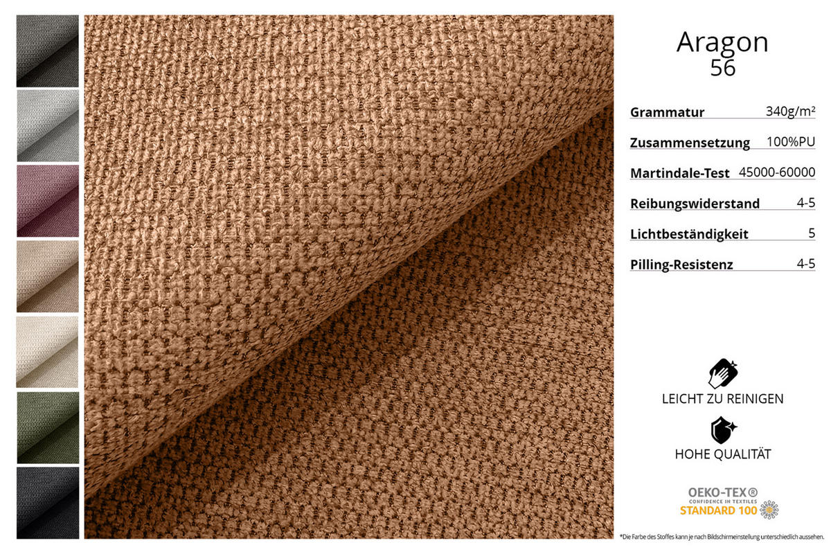 ECKSOFA mit Schlaffunktion und Bettkasten LIRA-L - 264x172x89 Apricot - Orange, Holzwerkstoff/Textil (172/264cm) - ALTDECOR