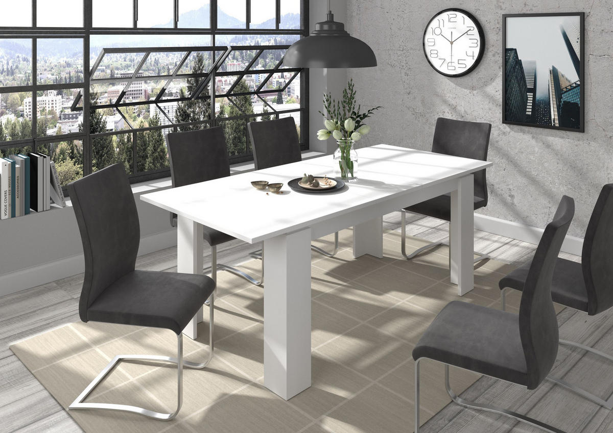 ESSTISCH Titan Tische in weiß Nachbildung - modernes Design - B/H/T: 160x76x90 cm - Weiß, Holzwerkstoff (90/160/76cm)