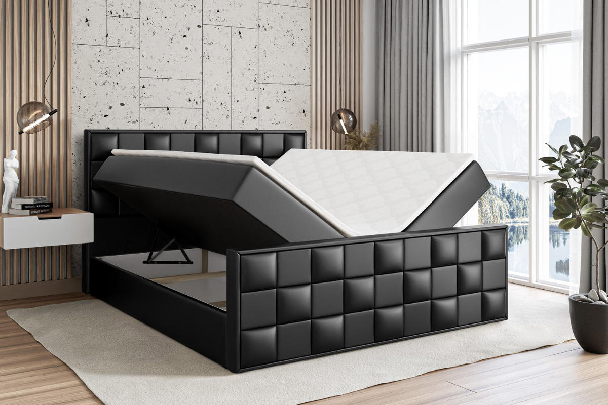 BOXBETT ZAFIRA - 180x200 - H4 - Schwarz Hochglanz - Schwarz Hochglanz, Holzwerkstoff (180/200cm) - ALTDECOR