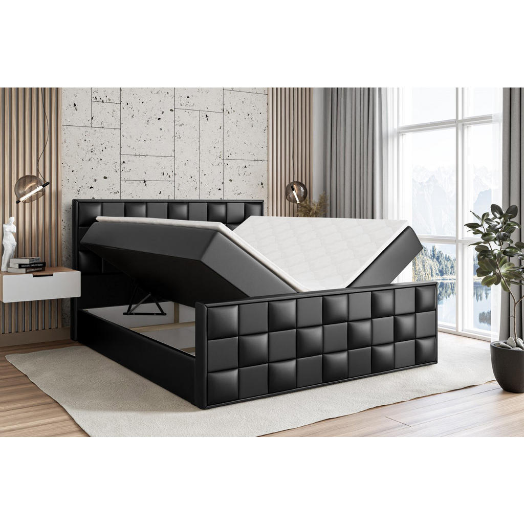 Thumbnail - Altdecor Boxbett, Schwarz Hochglanz, Holzwerkstoff, Höhe ca. 19 cm, 160x200 cm, Schlafzimmer, Betten, Boxspringbetten