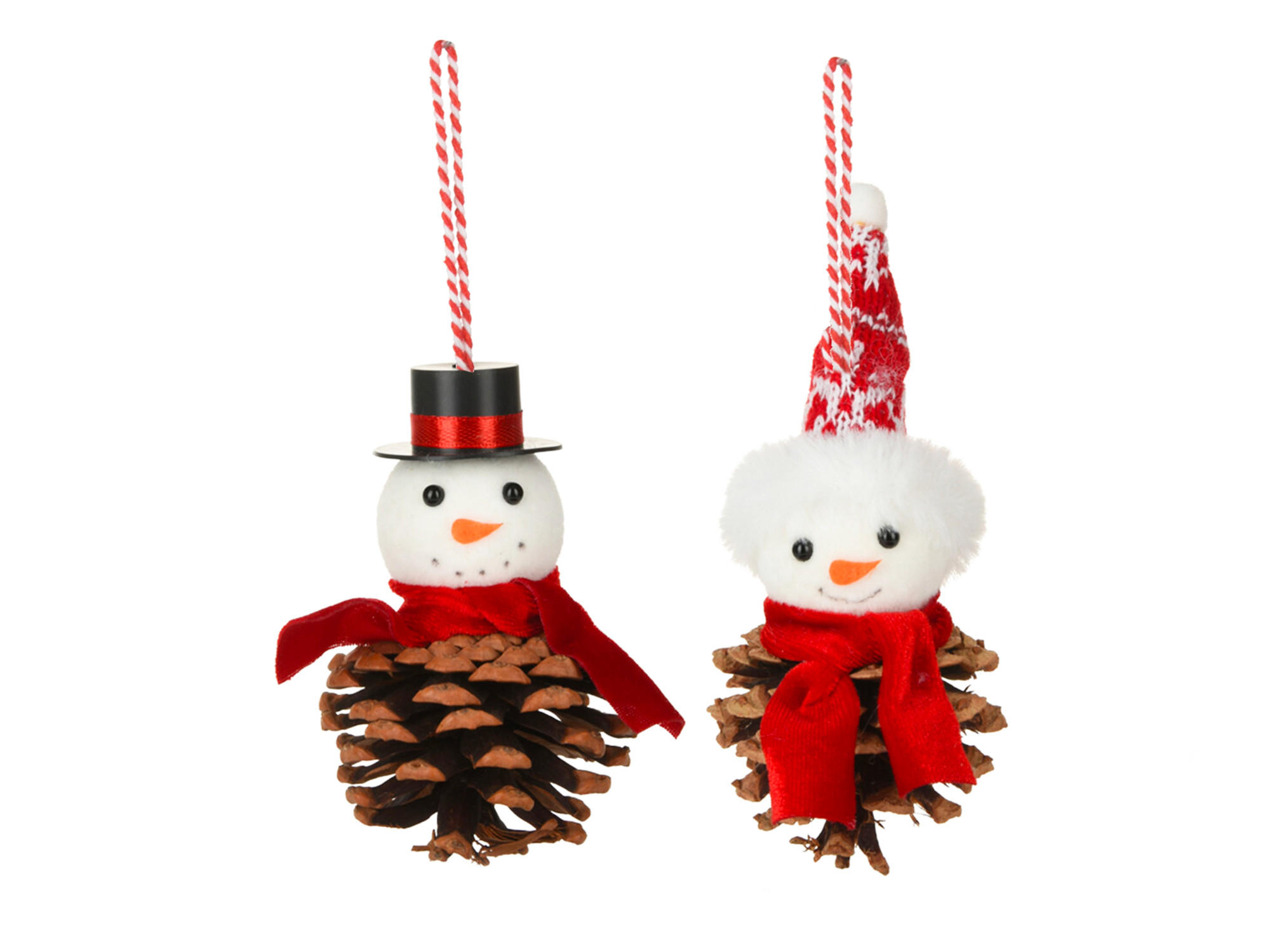 LAALU WEIHNACHTSBAUMSCHMUCK-SET 2tlg.Schneemann-Mix 9 cm - Rot/Weiß, Holzwerkstoff/Textil (22/15/22cm) - LAALU