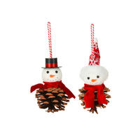 LAALU WEIHNACHTSBAUMSCHMUCK-SET 2tlg.Schneemann-Mix 9 cm - Rot/Weiß, Holzwerkstoff/Textil (22/15/22cm) - LAALU