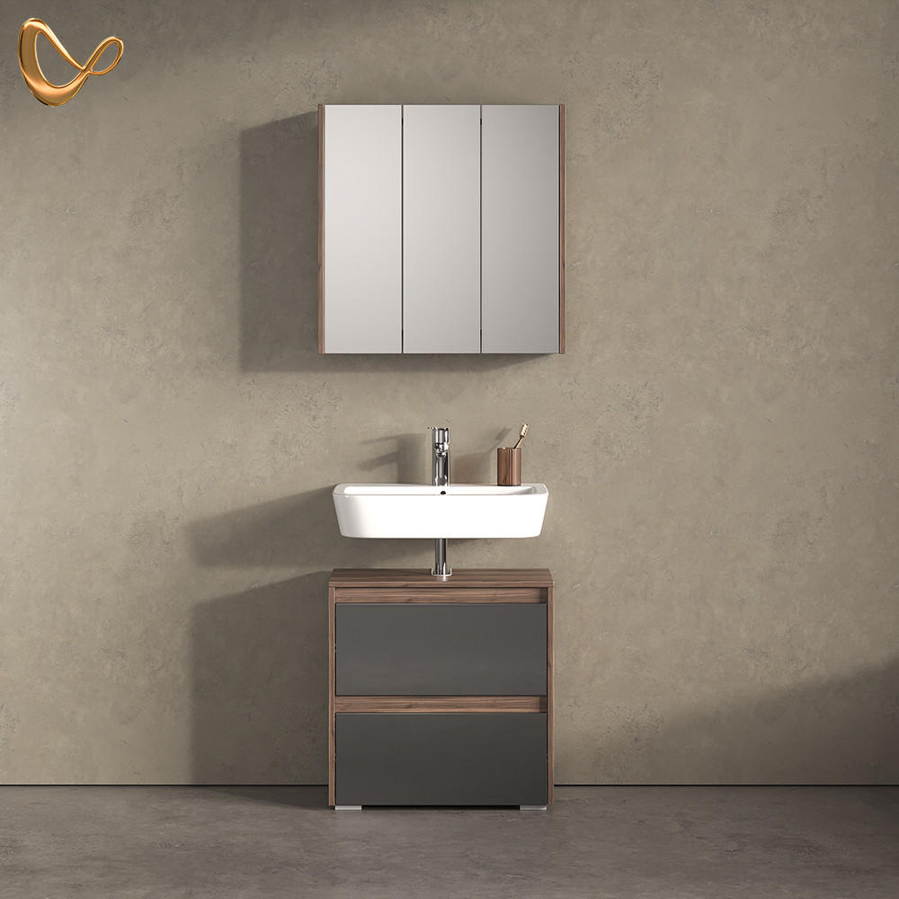 BADMÖBEL-SET Savuto Anthrazit 2 Teile - Anthrazit/Walnussfarben, Holzwerkstoff (67/68/30cm) - Livinity®