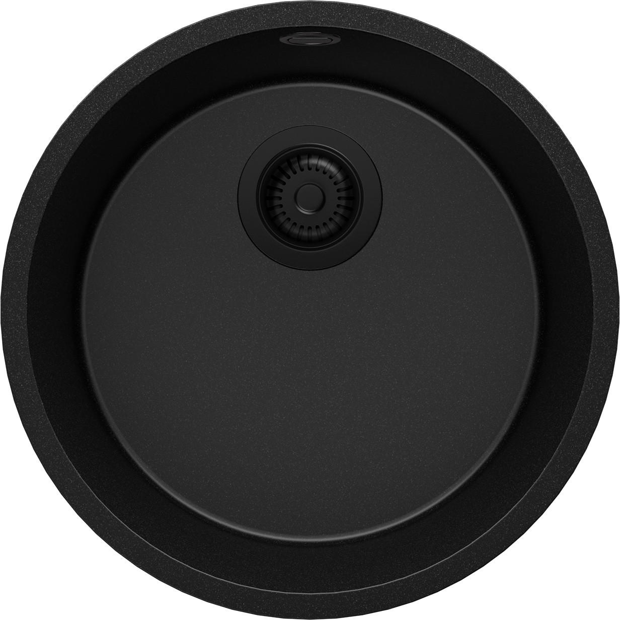 UNTERBAUSPÜLE GRANIT Valletta, 2-er set Alles Schwarz 46/46 cm 1 Becken + Ablauf-Set ab 50er Unterschrank - Schwarz, Kunststoff (46/20/46cm) - Primagran