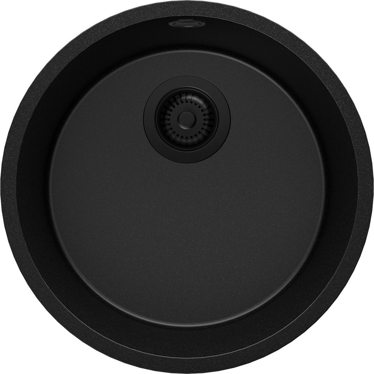 UNTERBAUSPÜLE GRANIT Valletta, 2-er set Alles Schwarz 46/46 cm 1 Becken + Ablauf-Set ab 50er Unterschrank - Schwarz, Kunststoff (46/20/46cm) - Primagran