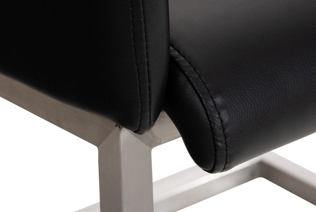 SCHWINGSTUHL Lederlook Schwarz - Edelstahlfarben/Schwarz, Textil/Metall (45/84/52cm) - CLP