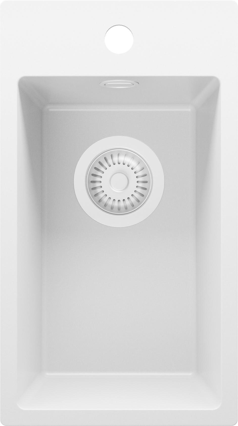 SPÜLBECKEN Riga, 2-er set Alles Weiß 28/50 cm 1 Becken + Ablauf-Set ab 30er Unterschrank - Weiß, Kunststoff (28/20/50cm) - Primagran