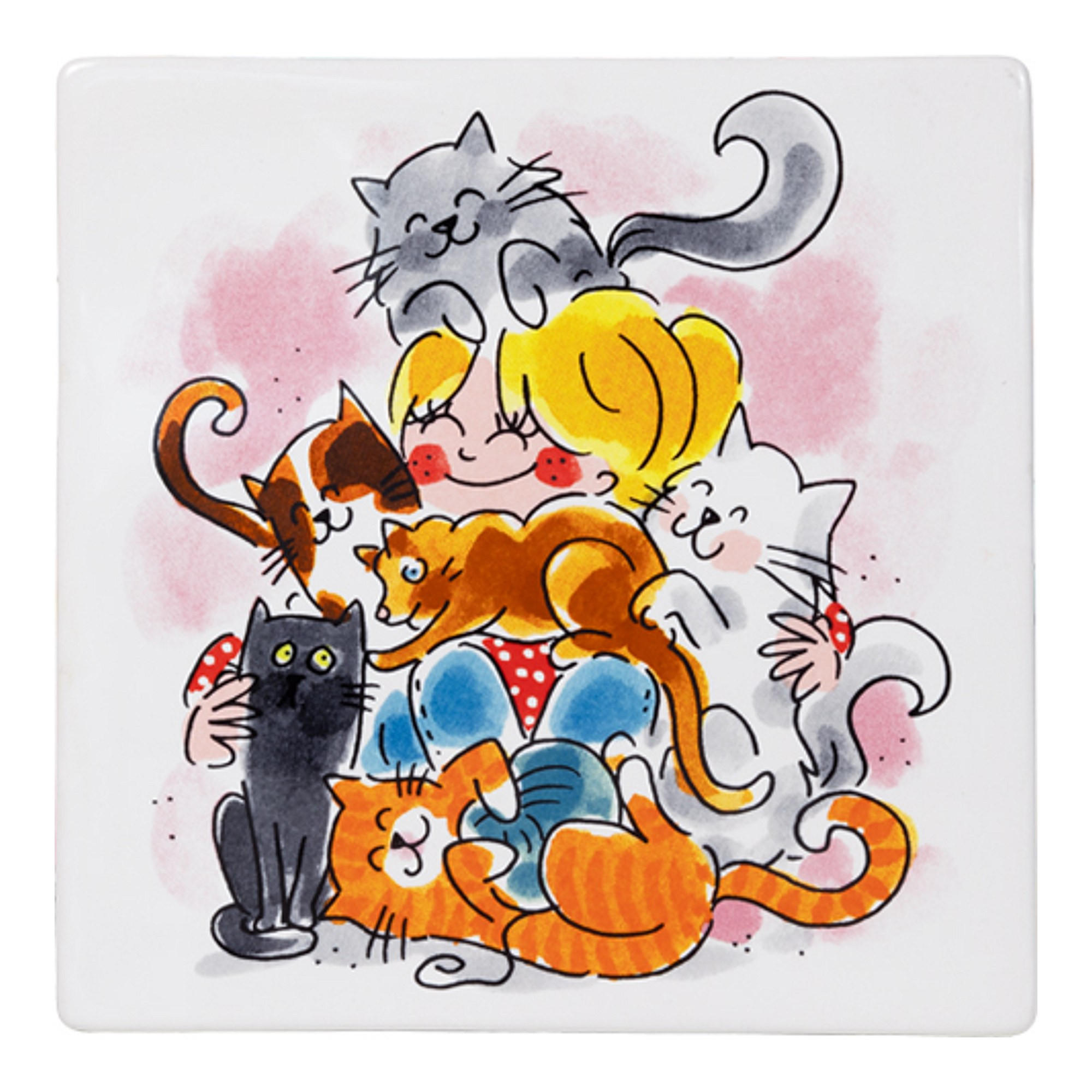 FLIESE Katzen in Bunt - 13cm - Multicolor, Keramik (13/0.5/13cm) - Blond Amsterdam