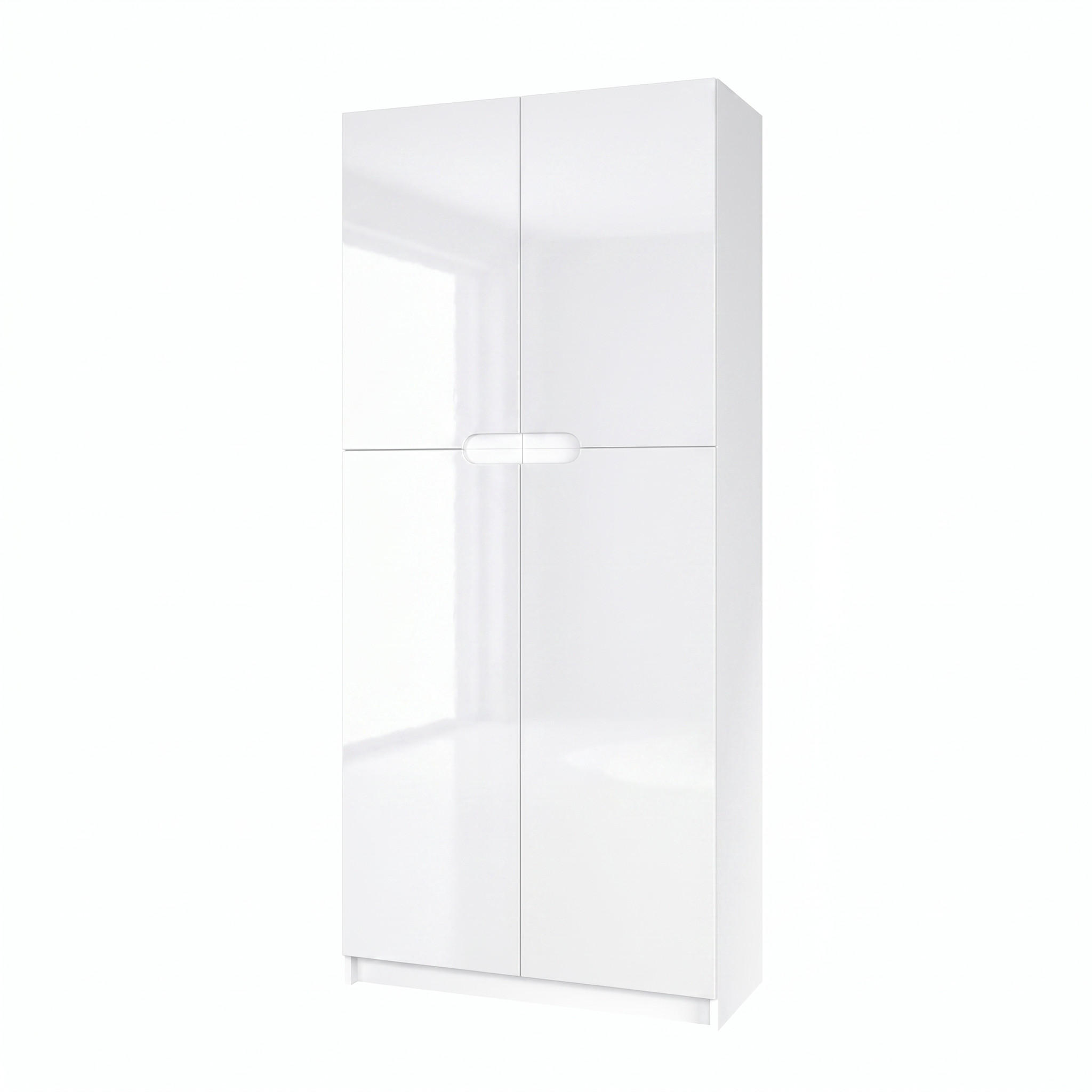 UREDSKI ormar Logan V1 Bijela mat/Bijela visoki sjaj (82 x 184 x 37 cm) - bijela visoki sjaj, drvni materijal (82/184/37cm) - Vladon