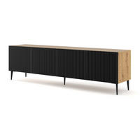 TV LOWBOARD Artisan Eiche, Schwarz, Schwarz 200/56/42 - Schwarz, Holzwerkstoff (200/56/42cm) - RAUMHIRSCH FURNITURE