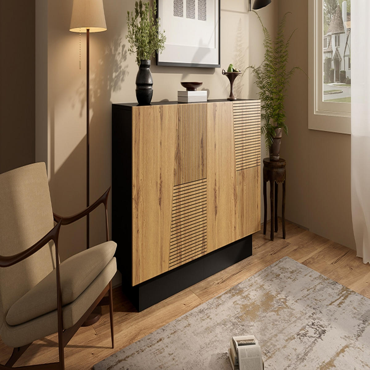 SIDEBOARD 160 cm, MODERNES DESIGN, Aufbewahrungsschrank, Schwarz-Holzfarbe, Wohnzimmer, 160/40/72 cm - Schwarz, Holzwerkstoff (40/72/160cm) - Rolipo