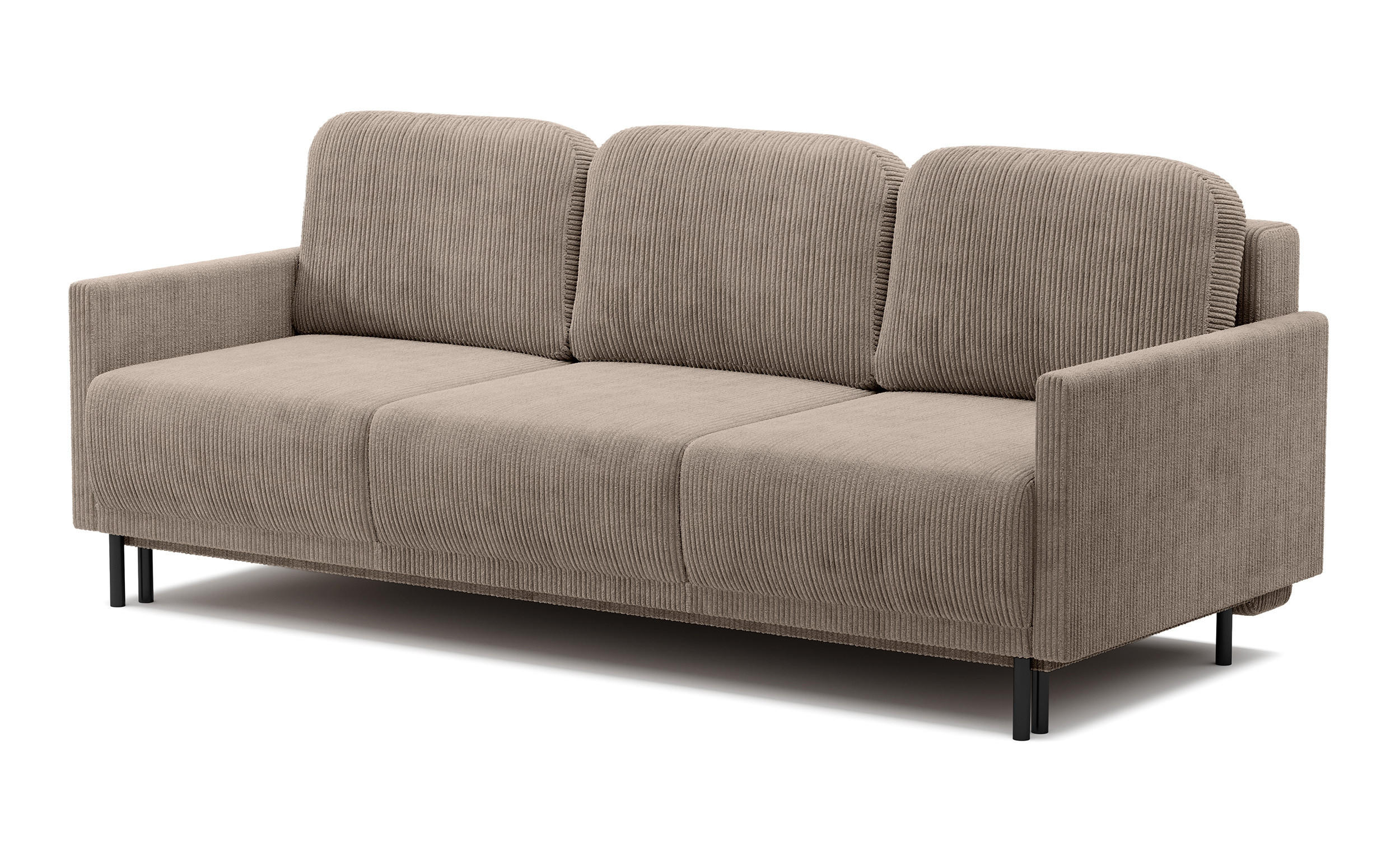 SCHLAFSOFA Hamiel Beige Cordbezug 212 cm - Beige/Schwarz, Holz/Textil (212/87/97cm) - Selsey